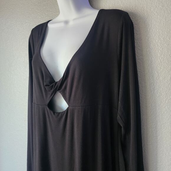 Good American Long Sleeve Twist Peek A Boo Stretchy Long Sleeve Midi Dress - Picture 3 of 6